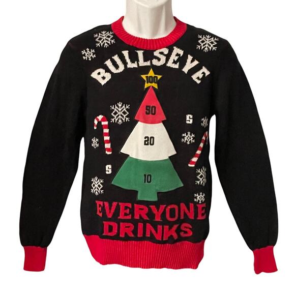Hybrid Ugly Christmas Holiday Drinking Game Party Sweater Size Small - Picture 1 of 4